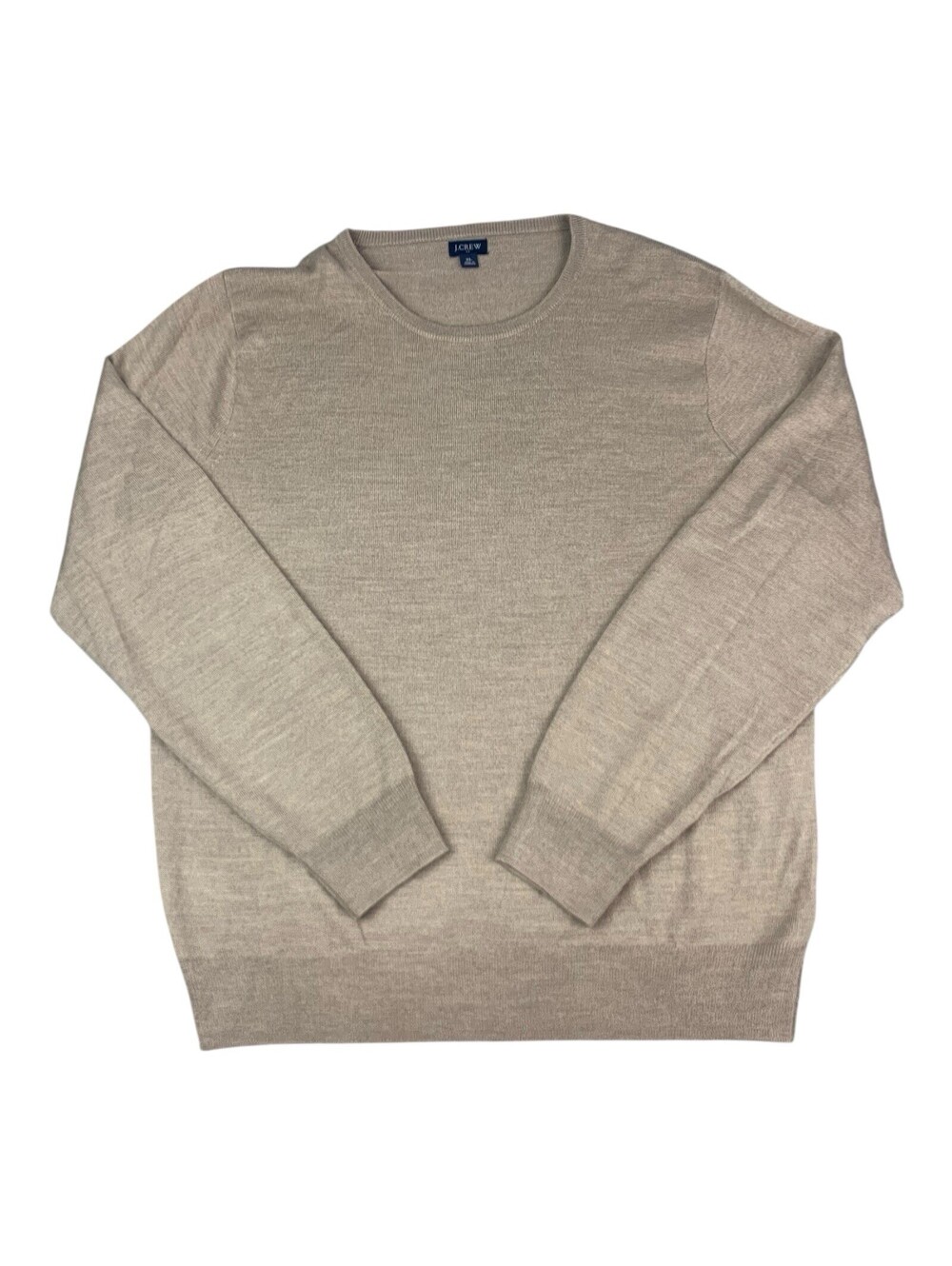 J Crew Beige Long Sleeve Sweater, Men’s XL, Merino Wool Blend